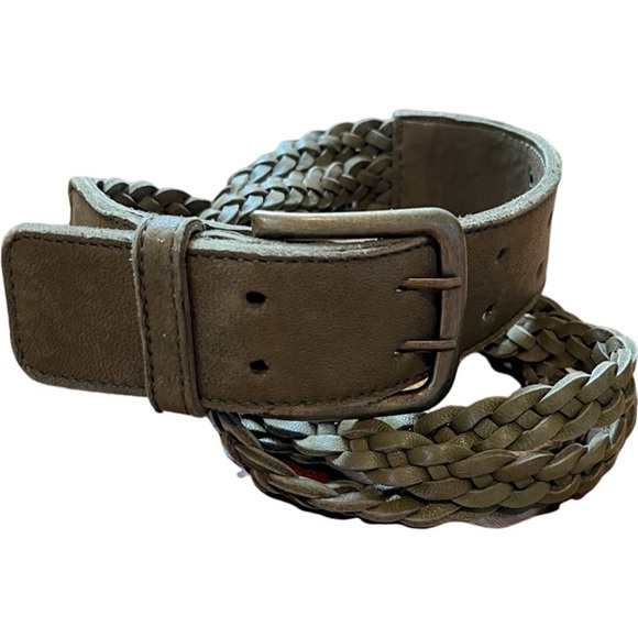 Hobo | Three Strand Braided Leather Belt in Green Size Medium Bohemian - Picture 1 of 6